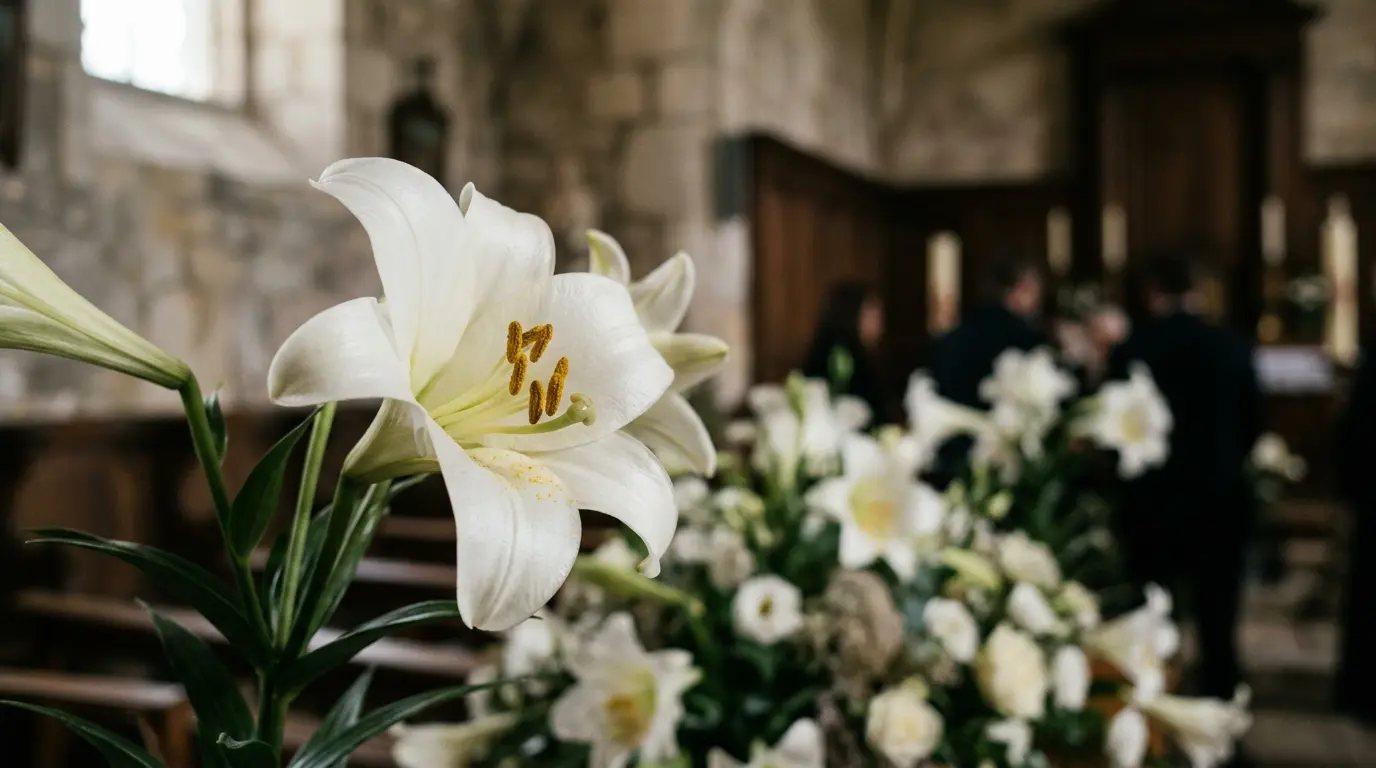 Des fleurs blanches lors d'obsèques