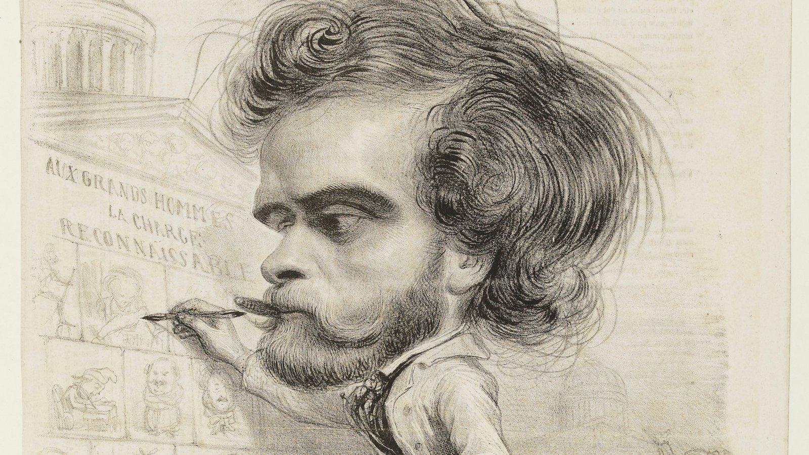 Autoportrait-charge de Benjamin Roubaud paru dans Le Charivari en 1842